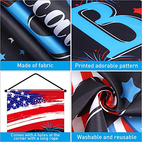 3 Pieces 4th of July Decoration Independence Day Patriotic Banner Flag Home of The Free and Because of The Brave Veterans Day Hanging Sign Set for House Yard Porch Garden Indoor Outdoor Party Supply