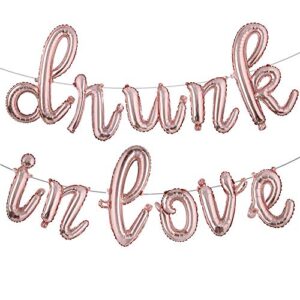 16 inch lowercase drunk in love balloons banner foil letters mylar balloons for bachelorette parties, weddings, bridal shower (l drunk in love rose gold)