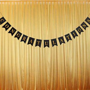 Shimmer Gold Black Congratulations Banner for 2021 Graduatoin Party Decoration Swallowtail Pennant Flags Bunting Hanging Congrats Sign for New Job Promotion Retirement Team Parties- No DIY Needed