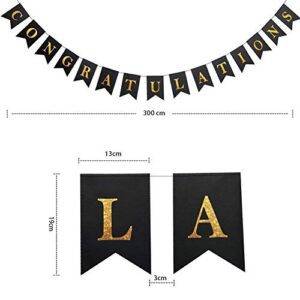 Shimmer Gold Black Congratulations Banner for 2021 Graduatoin Party Decoration Swallowtail Pennant Flags Bunting Hanging Congrats Sign for New Job Promotion Retirement Team Parties- No DIY Needed