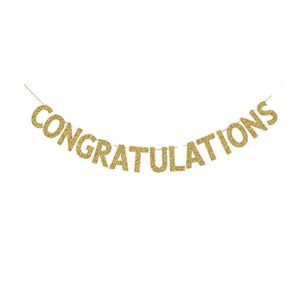 congratulations banner, graduation/job promotion/celebration party sign decorations gold gliter paper