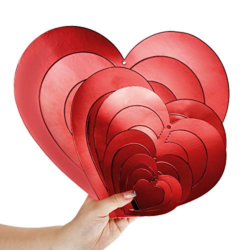 32 Pieces Valentine's Day Heart Swirl Decoration 3D Heart Hanging Decoration Red Hanging Swirl Decoration with Red Ribbon for Valentine's Day Wedding Party Favors