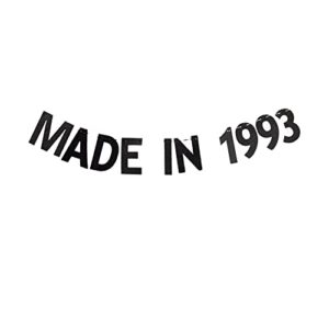 made in 1993 banner, women/men’ 29th birthday party decors, fun gliter paper banner … (black)