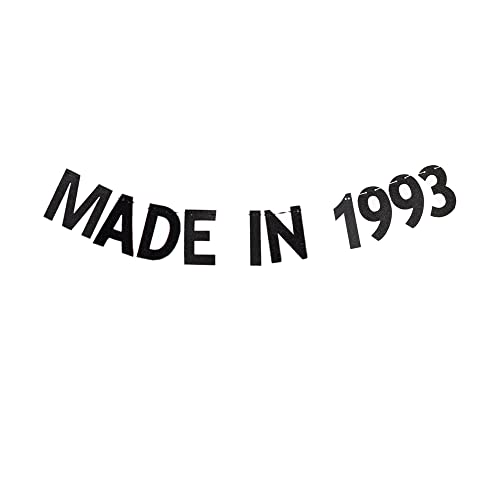 Made in 1993 Banner, Women/Men' 29th Birthday Party Decors, Fun Gliter Paper Banner … (Black)