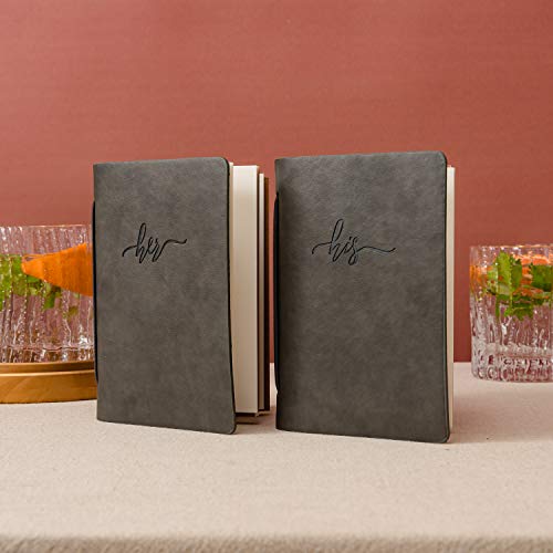 Calculs Wedding Vows Journal Authentic Cowhide Leather His and Her Vow Stamping Set of 2