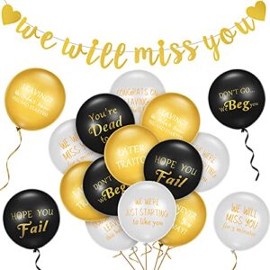 going away party decorations farewell party decor 45 pieces goodbye party balloons and 1 piece we will miss you gold banner coworker retirement decor latex balloon for celebrating coworker farewell