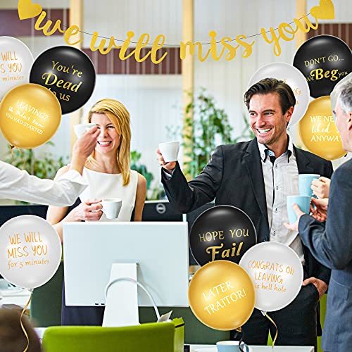 Going Away Party Decorations Farewell Party Decor 45 Pieces Goodbye Party Balloons and 1 Piece We Will Miss You Gold Banner Coworker Retirement Decor Latex Balloon for Celebrating Coworker Farewell