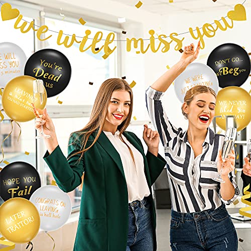 Going Away Party Decorations Farewell Party Decor 45 Pieces Goodbye Party Balloons and 1 Piece We Will Miss You Gold Banner Coworker Retirement Decor Latex Balloon for Celebrating Coworker Farewell