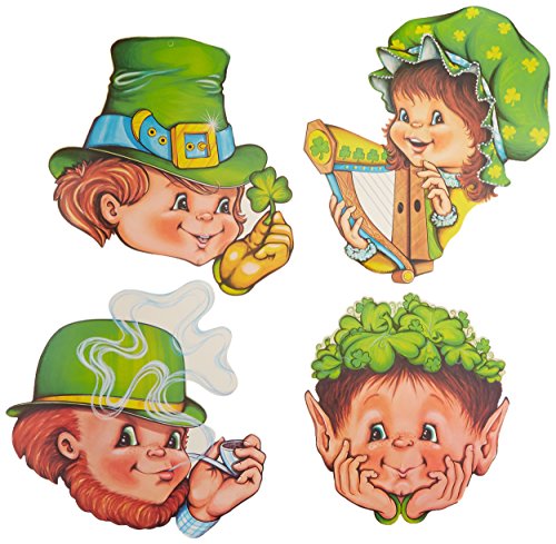 Beistle Leprechaun St. Patrick's Day Cutouts-4 Pcs, Multicolored