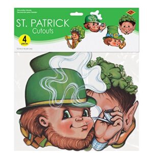 Beistle Leprechaun St. Patrick's Day Cutouts-4 Pcs, Multicolored