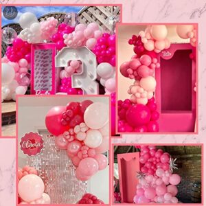 Pink Balloon Garland Arch Kit Hot Pink Light Pink White Balloons with Huge Lipstick-Lip Balloons for Girls Birthday Princess Theme Party Background Bridal Shower Barbie Baby Shower Decorations
