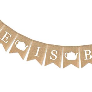 SWYOUN Burlap Love is Brewing Banner Tea Coffee Themed Bar Bridal Shower Supplies Wedding Engagement Party Garland Decoration