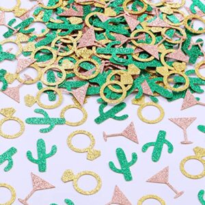 fiesta bachelorette party confetti – 200 pack cactus wineglasses diamond ring table confetti glitter for mexican bridal shower decorations fiesta engagement wedding supplies