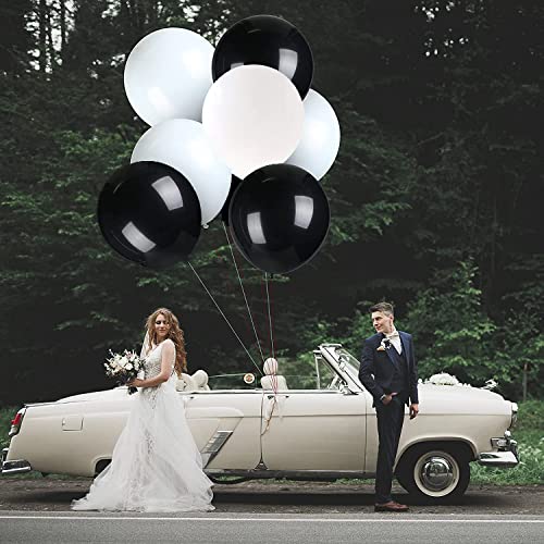 White Black Balloon Garland Arch Kit,120 Pack Matte Latex Black White Balloons for Baby Shower Birthday Wedding Graduation Party Decorations Supplies