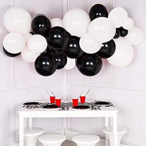 White Black Balloon Garland Arch Kit,120 Pack Matte Latex Black White Balloons for Baby Shower Birthday Wedding Graduation Party Decorations Supplies