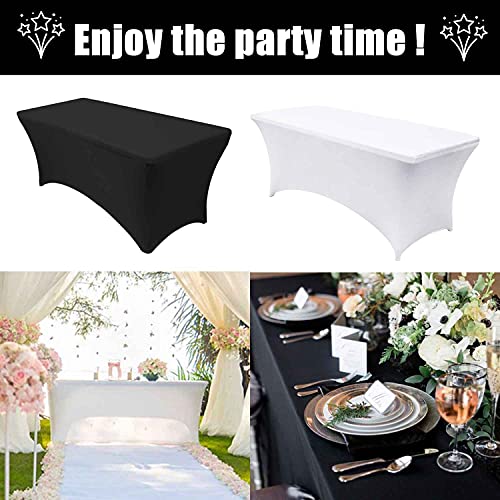 SUNTQ Fitted Table Covers-2 Pack 6ft Black ,for Table Universal Fitted Stretch Tablecloth for Party, Banquet, Wedding and Events