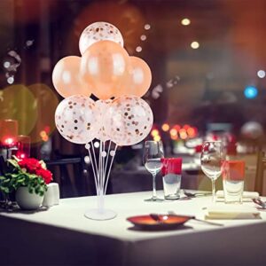 Balloon Stand Holder Kit, Tinabless Balloon Column Stand Including 21 Sticks, 21 Cups, 3 Base, 25 Rose Gold Balloons for Birthday Wedding Party Table Decorations Supplies(3 Set)