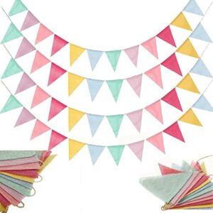 tobeit 48pcs triangle flags pendant banners imitated burlap multicolor fabric triangle flag bunting for party and festival hanging decoration triangle flags banner