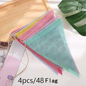 ToBeIT 48Pcs Triangle Flags Pendant Banners Imitated Burlap Multicolor Fabric Triangle Flag Bunting for Party and Festival Hanging Decoration Triangle Flags Banner