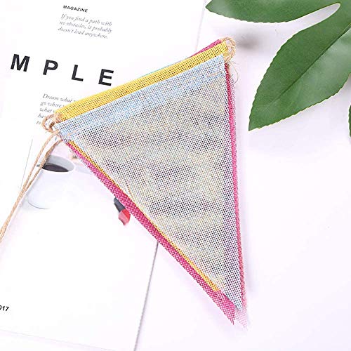 ToBeIT 48Pcs Triangle Flags Pendant Banners Imitated Burlap Multicolor Fabric Triangle Flag Bunting for Party and Festival Hanging Decoration Triangle Flags Banner