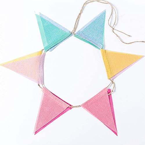 ToBeIT 48Pcs Triangle Flags Pendant Banners Imitated Burlap Multicolor Fabric Triangle Flag Bunting for Party and Festival Hanging Decoration Triangle Flags Banner