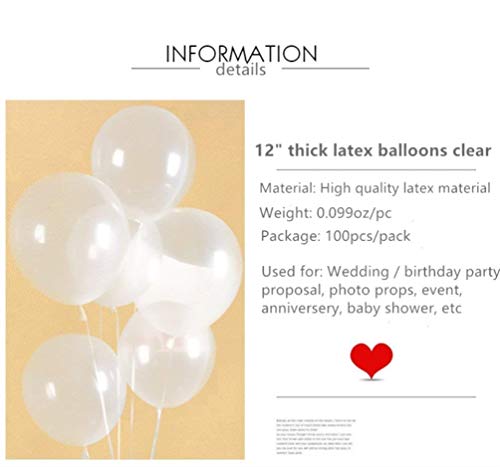 100pcs Clear Balloons - 10" Clear Latex Balloons Round - Helium Transparent Balloons for Wedding Birthday Baby Shower Party Festival Under the Sea Themed Party Decorations