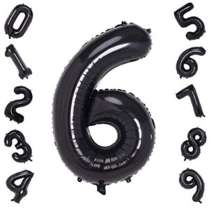 black 6 balloons,40 inch birthday foil balloon party decorations supplies helium mylar digital balloons (black number 6)