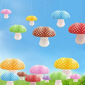 3Pcs Purple Large Mushroom Shaped Paper Lanterns for Forest Jungle Wonderland Themed Birthday Party Decor Hanging 3D Mushroom Ornament Backdrop for Fairy Baby Shower Nursery Garden Wedding Decorations