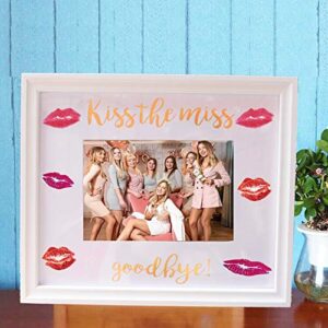 winture kiss the miss goodbye picture frame bachelorette party bridal shower keepsafe gifts for bride to be guest book (white frame)