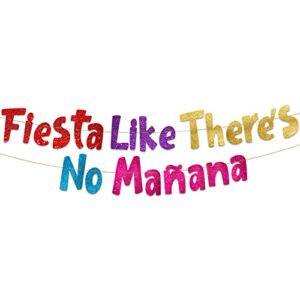 Fiesta Like There’s No Mañana Colorful Glitter Banner - Bachelorette Decorations - Cinco De Mayo - 21st 30th 40th Birthday – Mexican Summer Themed Beach and Pool Party Decoration, Favors & Supplies