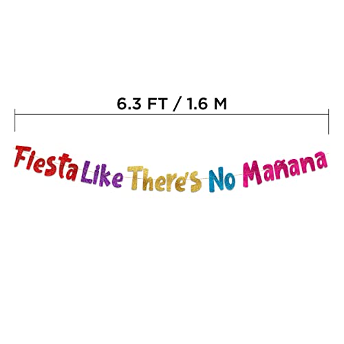 Fiesta Like There’s No Mañana Colorful Glitter Banner - Bachelorette Decorations - Cinco De Mayo - 21st 30th 40th Birthday – Mexican Summer Themed Beach and Pool Party Decoration, Favors & Supplies