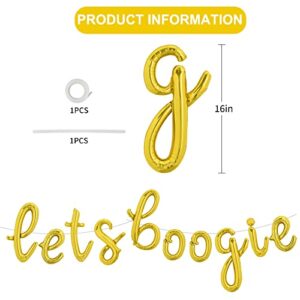 Gold Lets Boogie Balloons Banner,16 Inch Lowercase Gold Foil Helium Sign for 1980s Back to 70's 80's 90's Disco Themed Disco Fever Party or Birthday Party Supply