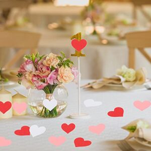 Whaline 300Pcs Valentine's Day Confetti Red White Pink Heart Paper Confetti Heart Shaped Table Confetti Decorations for Valentine's Day Wedding Graduations Birthday Party Table Decorations