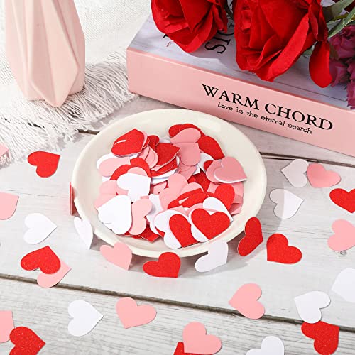 Whaline 300Pcs Valentine's Day Confetti Red White Pink Heart Paper Confetti Heart Shaped Table Confetti Decorations for Valentine's Day Wedding Graduations Birthday Party Table Decorations