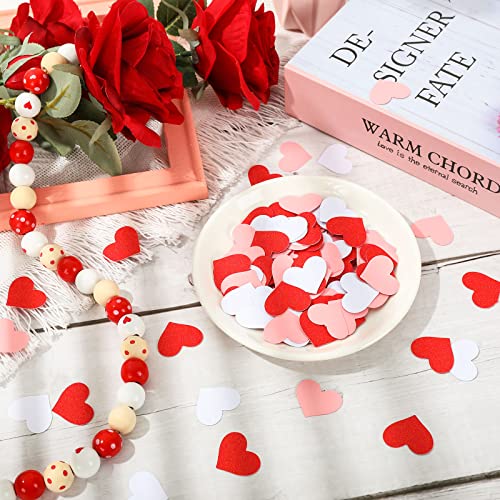 Whaline 300Pcs Valentine's Day Confetti Red White Pink Heart Paper Confetti Heart Shaped Table Confetti Decorations for Valentine's Day Wedding Graduations Birthday Party Table Decorations