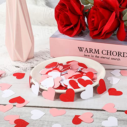 Whaline 300Pcs Valentine's Day Confetti Red White Pink Heart Paper Confetti Heart Shaped Table Confetti Decorations for Valentine's Day Wedding Graduations Birthday Party Table Decorations