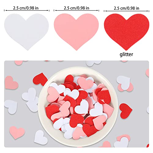 Whaline 300Pcs Valentine's Day Confetti Red White Pink Heart Paper Confetti Heart Shaped Table Confetti Decorations for Valentine's Day Wedding Graduations Birthday Party Table Decorations