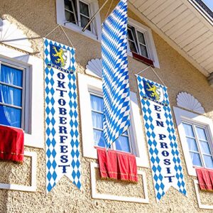 Oktoberfest Decorations Bavarian Check Flag Oktoberfest Banner Sign Oktoberfest Porch Welcome Banner Sign for German Theme Party Oktoberfest Parade Decoration Beer Festival Party Accessories