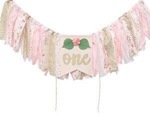 high chair banner for 1st birthday – first birthday decorations for photo booth props, birthday souvenir and gifts for kids,one birthday decorations for baby (baby girl)