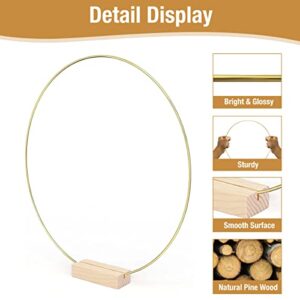 12Pcs 12 Inch Metal Floral Hoop Centerpiece with Stand for Table,Metal Macrame Gold Wreath Ring with 12Pcs Holders Stands,Centerpiece Table Decorations for DIY Wedding Decor and Wall Hanging Crafts