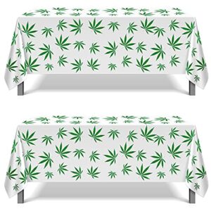 2 pieces 54 x 108 inch weed leaf tablecloth pot leaves tablecloth marijuana table covers disposable rectangular table covers for party