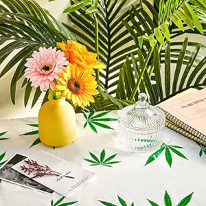 2 Pieces 54 x 108 inch Weed Leaf Tablecloth Pot Leaves Tablecloth Marijuana Table Covers Disposable Rectangular Table Covers for Party