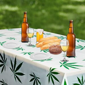 2 Pieces 54 x 108 inch Weed Leaf Tablecloth Pot Leaves Tablecloth Marijuana Table Covers Disposable Rectangular Table Covers for Party