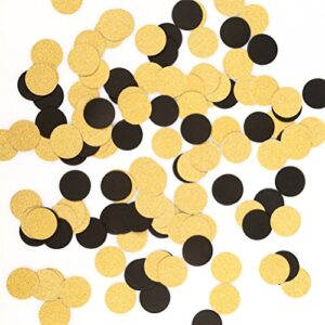 weven glitter gold black confetti circle dots confetti for party decorations, 1.2″ in diameter, pack of 200