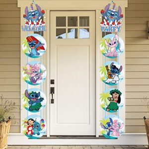 lilo and stitch birthday party supplies, party porch sign, door banner decorations for stitch theme party outdoor indoor home decorations