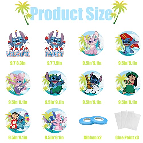 Lilo and Stitch Birthday Party Supplies, Party Porch Sign, Door Banner Decorations for Stitch Theme Party Outdoor Indoor Home Decorations