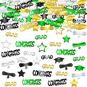graduation confetti 2023 – pack of 1000 | grad confetti, green and gold graduation decorations | graduation centerpieces for tables 2023 | green graduation party decorations 2023 confetti graduation