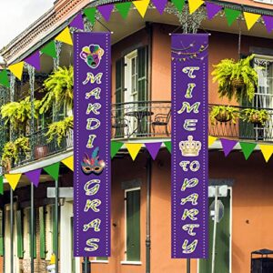 Mardi Gras Purple Banner Masquerade Carnival Banner Mardi Gras Porch Sign Hanging Banner for Mardi Gras's Eve Party Supplies Home Decorations
