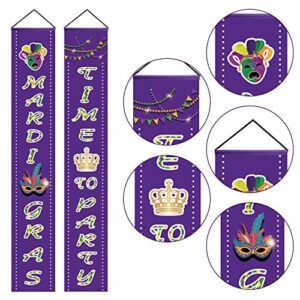 Mardi Gras Purple Banner Masquerade Carnival Banner Mardi Gras Porch Sign Hanging Banner for Mardi Gras's Eve Party Supplies Home Decorations