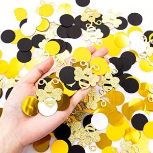 360 pieces bee confetti gold glitter bee confetti circle confetti for bee themed party, baby shower, table decoration